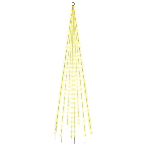 Коледна елха на флагщок, топло бяло, 310 LED, 300 см