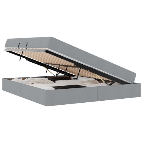 Легло с място за съхранение и матрак Светлосиво 160 x 200 cm