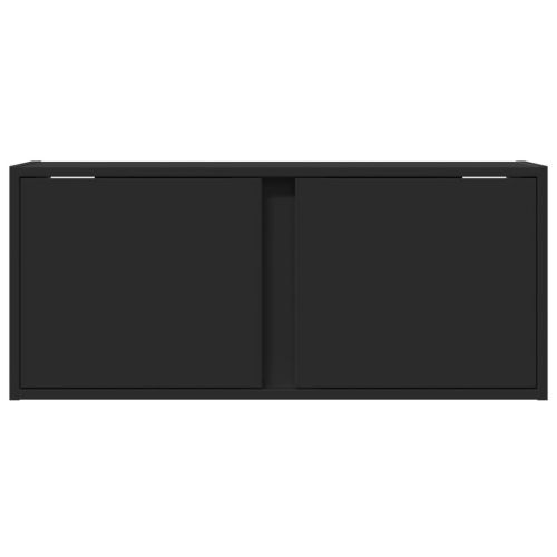 Стенен ТВ шкаф с LED осветление, черен, 80x31x35 см