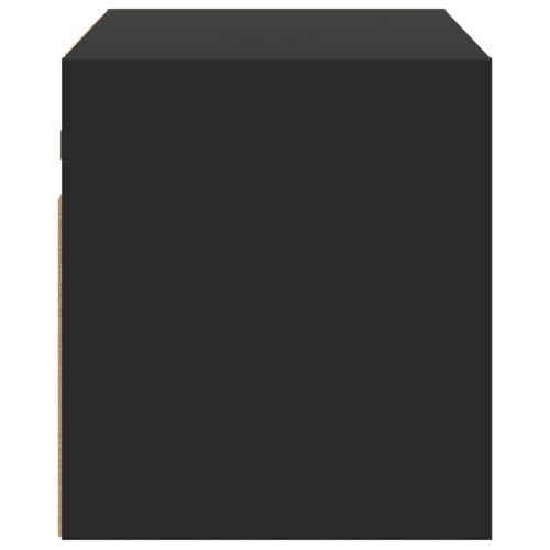 Стенен ТВ шкаф с LED осветление, черен, 80x31x35 см