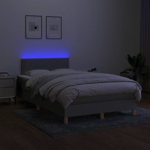 Боксспринг легло с матрак и LED, светлосиво, 120x190 см, плат