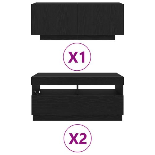 Комплект ТВ шкаф 3 pcs Черно 260 x 35 x 40 см Инженерно дърво