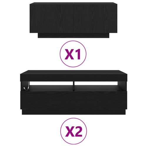 Комплект ТВ шкаф 3 pcs Черно 300 x 35 x 40 см Инженерно дърво