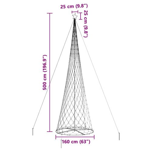 LED Коледна Елха с 555 LED светодиода Топло бяло 500 cm Метал