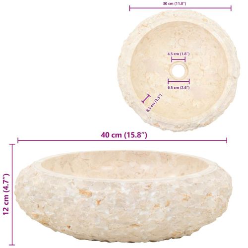 Мивка, 40x12 см, мрамор, кремава