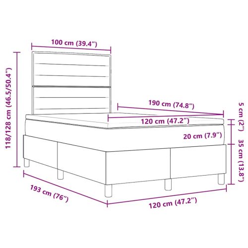 Легло с пружинирана основа с матрак Синьо 120 x 190 cm текстил