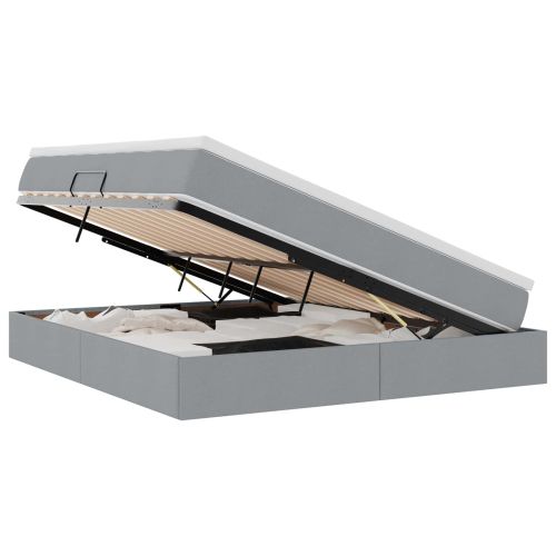 Легло с място за съхранение и матрак Светлосиво 160 x 200 cm