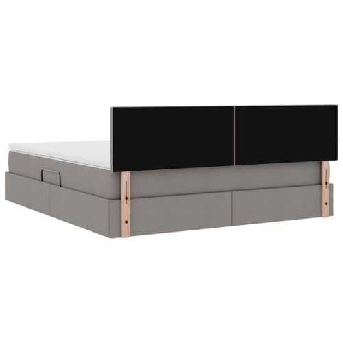 Легло с място за съхранение и LED Таупе 160 x 200 cm текстил