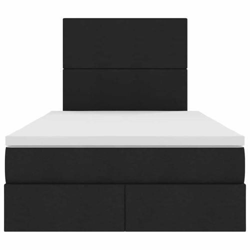 Легло с място за съхранение и матрак Черно 120 x 190 cm текстил