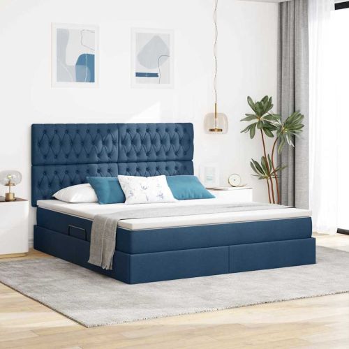 Легло с място за съхранение и матрак Синьо 180 x 200 cm