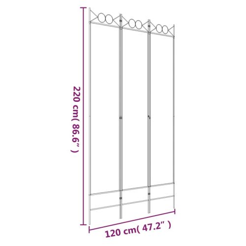 Параван за стая, 3 панела, антрацит, 120x220 cм, текстил