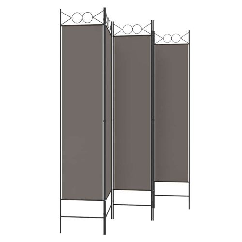 Параван за стая, 5 панела, антрацит, 200x220 cм, текстил