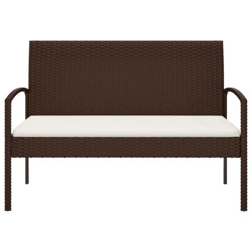 Градинска пейка с възглавница, кафява, 105 см, полиратан
