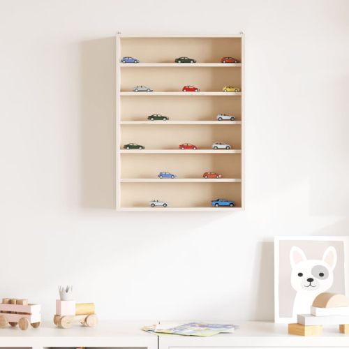 Дървена колекционерска витрина с 6 рафта 40x8,5x55 см