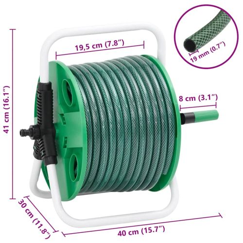 Свободностояща макара за маркуч със зелен маркуч 0,75" 20 м PVC