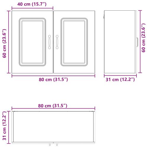 Кухненски шкаф със съхранение Kalmar Черния дъб 80 x 31 x 60 см