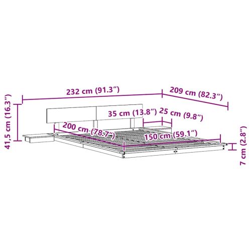 Рамка за легло Кафяво 150 x 200 cm Дърво