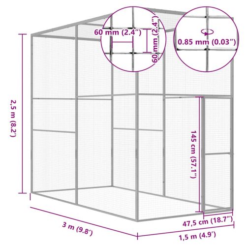 Клетка за котки 3x1,5x2,5 м поцинкована стомана