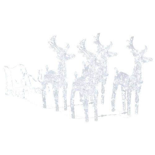 Коледна украса елени с шейна, 280x28x55 см, акрил