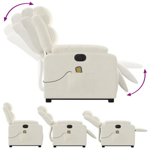 Електрически изправящ масажен реклайнер стол кремав кадифе