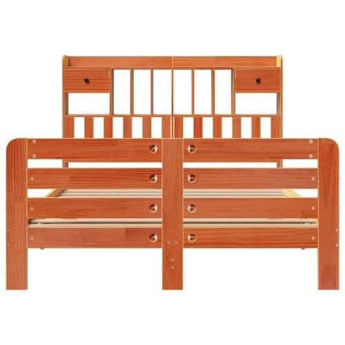 Легло с етажерка за книги, без матрак, 150x200 см, бор масив