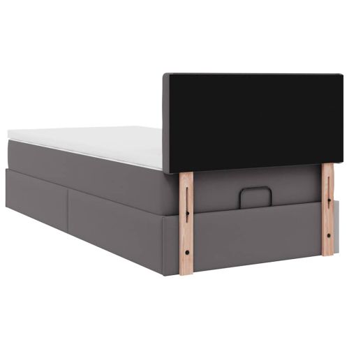 Османска легло с матрак, сиво, 80x200 см, изкуствена кожа