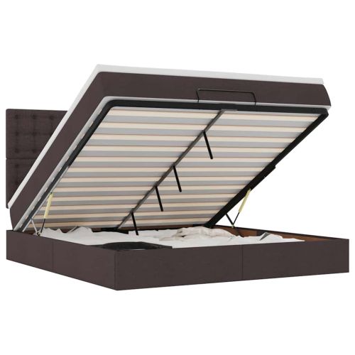 Османска легло с матрак, тъмнокафяво, 160x200 см, плат