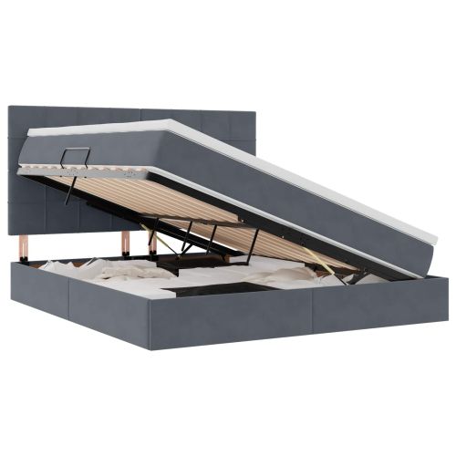 Легло с място за съхранение и матрак Тъмен сив 160 x 200 cm