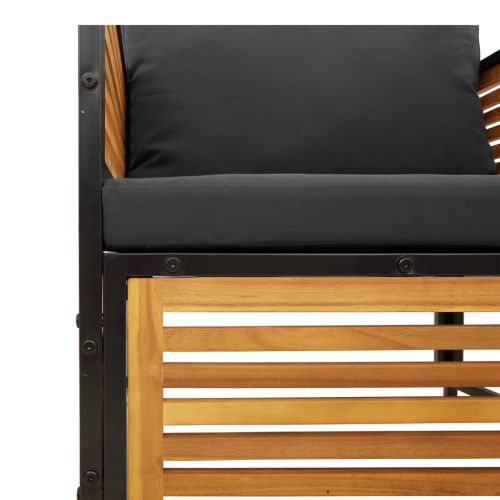 Градински комплект диван с възглавници, 8 части, акация масив