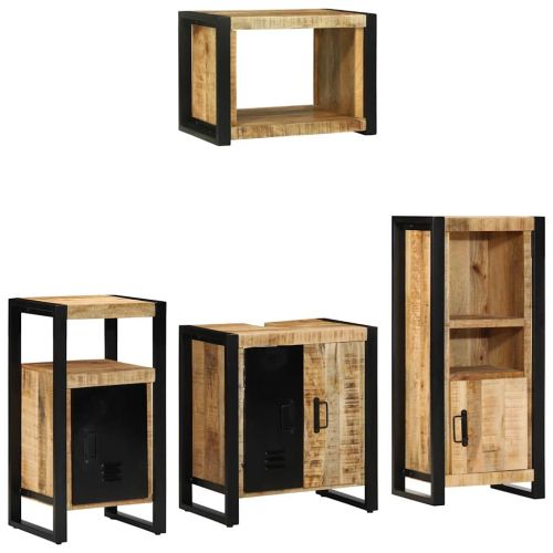 Комплект мебели за баня с чекмедже 4 pcs Солидно мангово дърво