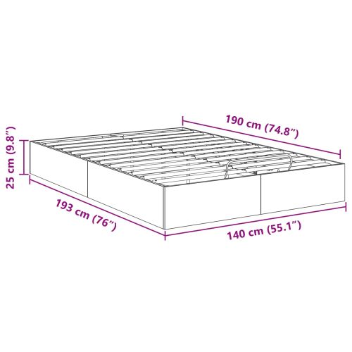 Отоманско легло със съхранение Черен Дъб 193 x 140 x 25 см
