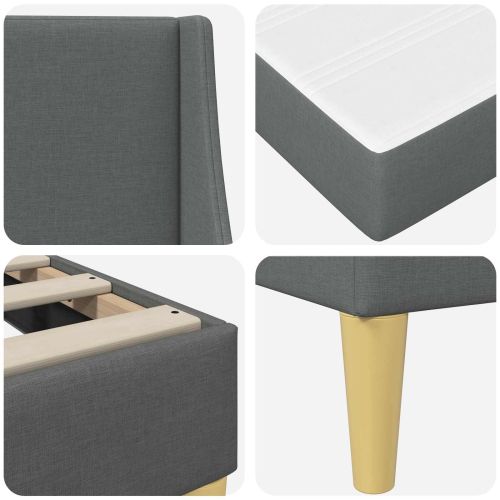 Рамка за легло с матрак Тъмен сив 100 x 200 cm Полиестер