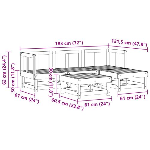 Комплект за почивка в градина 5 pcs Восъчен Кафяв