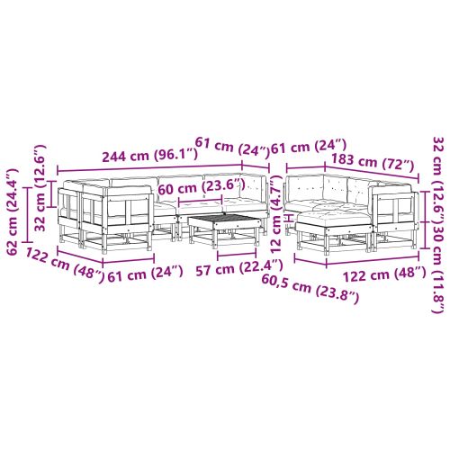 Комплект за почивка в градина 33 pcs Восъчен Кафяв