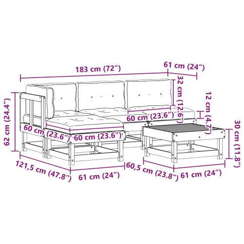 Комплект за почивка в градина 13 pcs Восъчен Кафяв