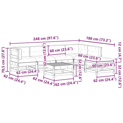 Комплект за почивка в градина 7 pcs Восъчен Кафяв