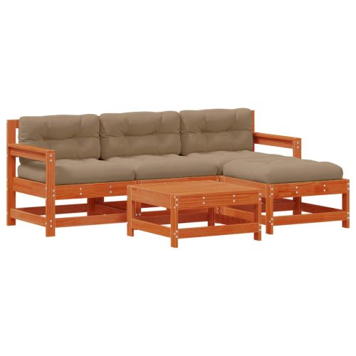 Комплект за почивка в градина 5 pcs Восъчен Кафяв