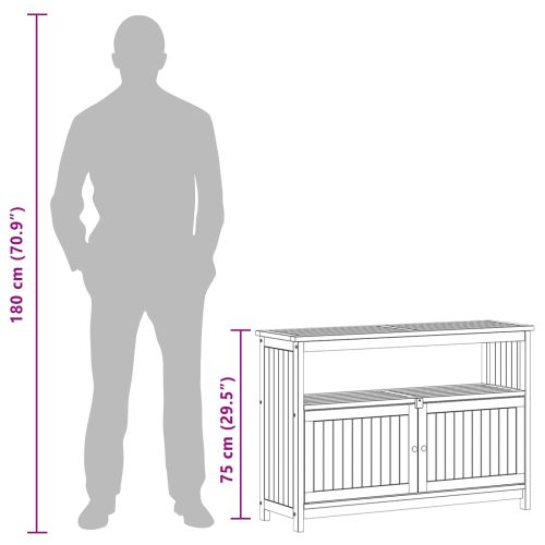 Градинска конзолна маса с рафт Светъл акация 110 x 35 x 75 cm