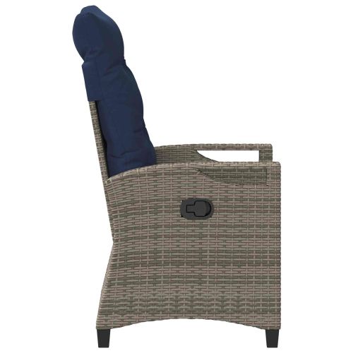 Градински стол 2 pcs сиво и нейви синьо 56 x 60 x 112 см