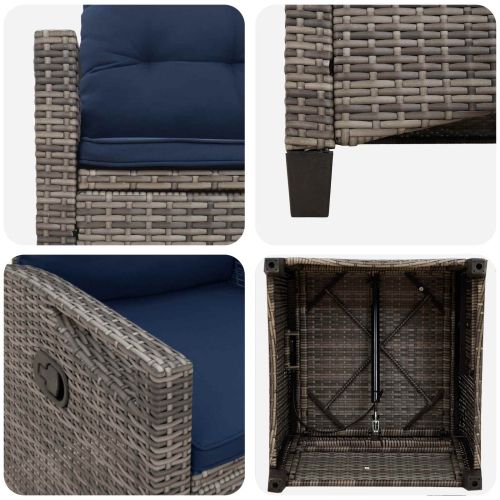 Градински стол 2 pcs сиво и нейви синьо 56 x 60 x 112 см