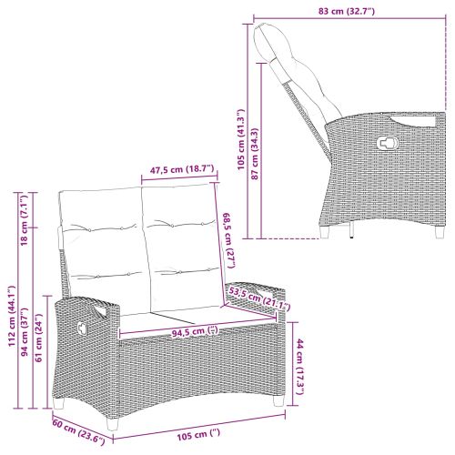 Градинска пейка Кафяво и червено 105 x 60 x 112 см