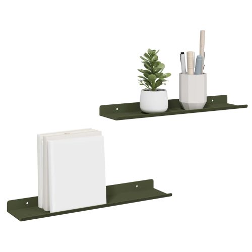 Плаващ рафт 2 pcs Маслинено зелено 40 x 8,5 x 2,5 см Стомана