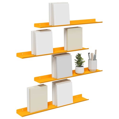 Плаващ рафт 4 pcs Горчично жълто 60 x 8,5 x 2,5 см Стомана