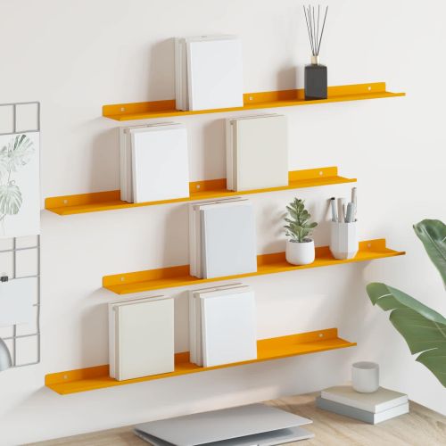 Плаващ рафт 4 pcs Горчично жълто 80 x 9 x 2,5 см Стомана