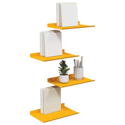 Плаващ рафт 4 pcs Горчично жълто 30 x 18 x 2,5 см Стомана