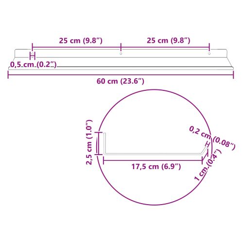 Плаващ рафт 2 pcs Антрацит 60 x 18 x 2,5 см Стомана