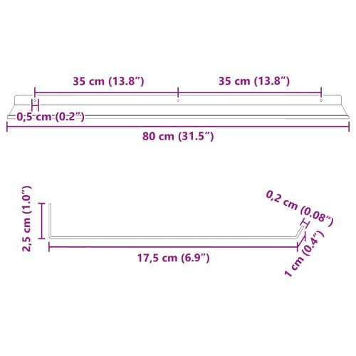 Плаващ рафт 2 pcs Розово 80 x 18 x 2,5 см Стомана