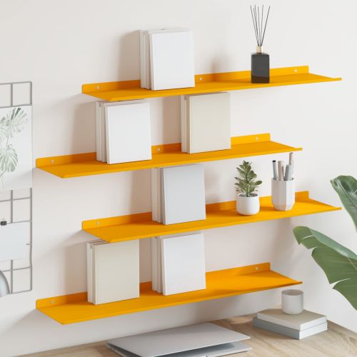 Плаващ рафт 4 pcs Горчично жълто 80 x 18 x 2,5 см Стомана