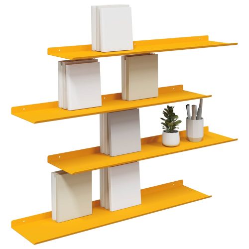 Плаващ рафт 4 pcs Горчично жълто 80 x 18 x 2,5 см Стомана