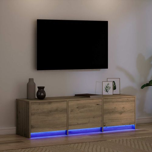 ТВ шкаф с LED с чекмедже Дъб 140 x 34 x 40 см Инженерно дърво